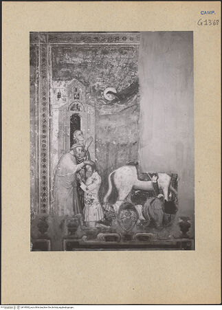 Vorderseite von ICCD [https://www.deutsche-digitale-bibliothek.de/content/lizenzen/rv-ez/] Szenen aus dem Leben der heiligen Maria MagdalenaDie heilige Maria Magdalena erweckt einen Ritter - Gesamtansicht, bh195382_recto. Foto.