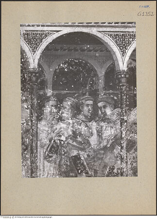 Vorderseite von ICCD [https://www.deutsche-digitale-bibliothek.de/content/lizenzen/rv-ez/] Szenen aus dem Leben des heiligen MartinTraum des heiligen Ambrosius - Detail: Geistliche, bh195384_recto. Foto.