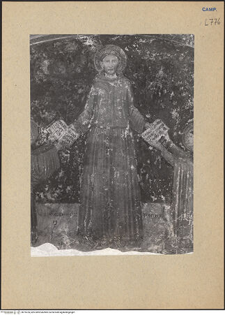 Vorderseite von ICCD [https://www.deutsche-digitale-bibliothek.de/content/lizenzen/rv-ez/] Franziskus verteilt die Ordensregel an einige andere Heilige - Hl. Franziskus, bh195706_recto. Foto.