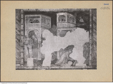 Vorderseite von ICCD [https://www.deutsche-digitale-bibliothek.de/content/lizenzen/rv-ez/] Szenen aus dem Leben der heiligen Elisabeth von ThüringenGehorsam, Almosen, Gottesschau und Fischwunder der Elisabeth - Gesamtansicht, bh195708_recto. Foto.