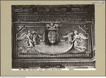 Vorderseite von Alinari [https://www.deutsche-digitale-bibliothek.de/content/lizenzen/rv-ez/] Gedächtnisinschrift für Papst Urban VIII., gehalten von zwei fliegenden Engelsfiguren - Gesamtansicht, bh195910_recto. Foto.