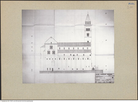 Vorderseite von Bibliotheca Hertziana [https://www.deutsche-digitale-bibliothek.de/content/lizenzen/rv-ez/] Cattedrale - Aufriß der Nordseite (Sopr. BAS Bari, 12.12.1970), bh198241_recto. Foto.
