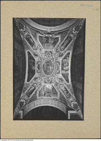 Vorderseite von ICCD [https://www.deutsche-digitale-bibliothek.de/content/lizenzen/rv-ez/] Gewölbedekoration mit Szenen aus dem Leben des heiligen Nikolaus von Tolentino - Gesamtansicht, bh199133_recto. Foto.