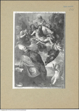 Vorderseite von ICCD [https://www.deutsche-digitale-bibliothek.de/content/lizenzen/rv-ez/] Der heilige Augustinus sinnt über die Dreifaltigkeit nach (1. Vision) - Gesamtansicht, bh199150_recto. Foto.