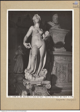 Vorderseite von Alinari [https://www.deutsche-digitale-bibliothek.de/content/lizenzen/rv-ez/] Grabmal des Vizekönigs Don Pedro di Toledo (gest. 1553) und seiner Gemahlin Maria Ossorio PimentelTemperantia - Frontalansicht, bh199276_recto. Foto.