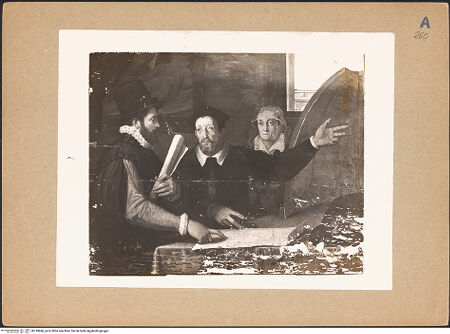 Vorderseite von unbekannt [https://www.deutsche-digitale-bibliothek.de/content/lizenzen/rv-fz/] Benedetto Busini erläutert Federico Zuccari im Beisein einer Frau sein Programm für die Ausmalung der Florentiner Domkuppel - während der Restaurierung von 1960, bh199686_recto. Foto: Salesi, ?.