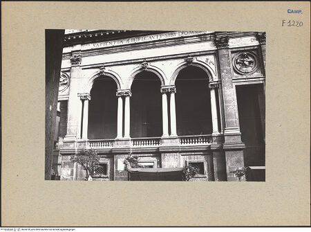 Vorderseite von Bibliotheca Hertziana [https://www.deutsche-digitale-bibliothek.de/content/lizenzen/rv-fz/] Santa Maria della Sapienza - Teilansicht, bh200199_recto. Foto: Bösel, Richard.