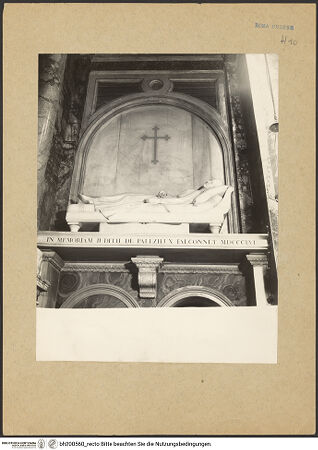 Vorderseite von Sopr. Mon. Laz. [https://www.deutsche-digitale-bibliothek.de/content/lizenzen/rv-ez/] Grabmal von Judith de Palezieux Falconnet (+ 1856) - Gesamtansicht von unten, bh200560_recto. Foto.
