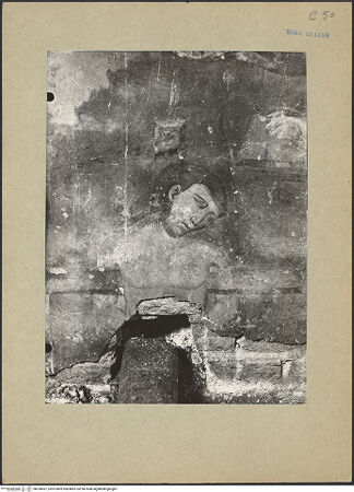 Vorderseite von Sopr.Mon.Lazio [https://www.deutsche-digitale-bibliothek.de/content/lizenzen/rv-ez/] Freskenzyklus mit Propheten und Szenen aus dem Leben ChristiKreuzigung - Detail: Schächer am Kreuz, bh200567_recto. Foto.