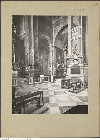 Vorderseite von Sopr. Mon. Laz. [https://www.deutsche-digitale-bibliothek.de/content/lizenzen/rv-ez/] Sant'AgostinoRechter östlicher Querschiffarm - Blick vom Mittelschiff, bh200573_recto. Foto.