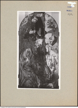 Vorderseite von Sopr. BAS NA [https://www.deutsche-digitale-bibliothek.de/content/lizenzen/rv-ez/] Triptychon mit der Grablegung Christi und Heiligen (Trauer um den toten Christus)Die heiligen Maria Aegyptica und Nikodemus - Gesamtansicht (während der Restaurierung), bh200588_recto. Foto.