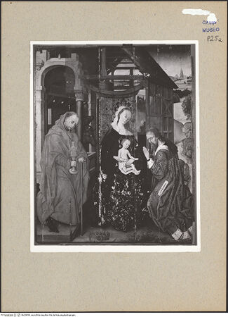 Vorderseite von Sopr. BAS NA [https://www.deutsche-digitale-bibliothek.de/content/lizenzen/rv-ez/] Die Anbetung durch die Heiligen Drei Könige; VerkündigungDie Anbetung durch die Heiligen Drei Könige - Gesamtansicht (während der Restaurierung), bh200593_recto. Foto.