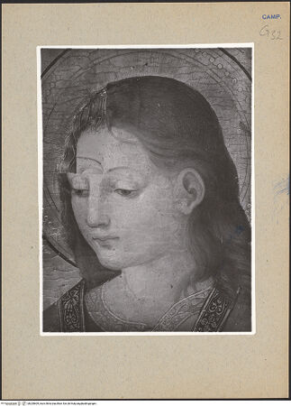 Vorderseite von Sopr. BAS NA [https://www.deutsche-digitale-bibliothek.de/content/lizenzen/rv-ez/] Antonius von Padua und Johannes der Evangelist - Detail: Johannes, bh200609_recto. Foto.