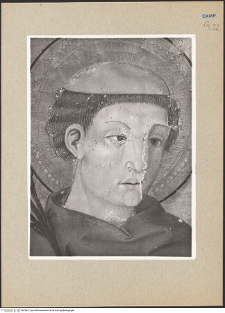 Vorderseite von Sopr. BAS NA [https://www.deutsche-digitale-bibliothek.de/content/lizenzen/rv-ez/] Antonius von Padua und Johannes der Evangelist - Detail: Antonius, bh200611_recto. Foto.