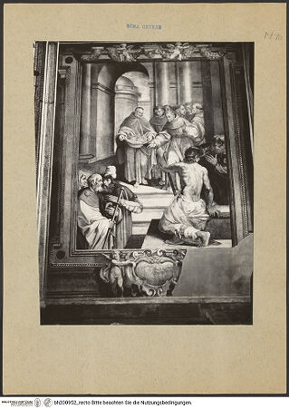 Vorderseite von Sopr.Mon.Laz. [https://rightsstatements.org/page/CNE/1.0/] Brot wird in den Händen des heiligen Diego in Blumen verwandelt - , bh200952_recto. Foto.