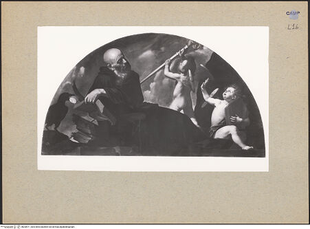 Vorderseite von Sopr. BAS NA [https://www.deutsche-digitale-bibliothek.de/content/lizenzen/rv-ez/] Die Heiligen GründerHeiliger Benedikt von Nursia - Gesamtansicht, bh200971_recto. Foto.