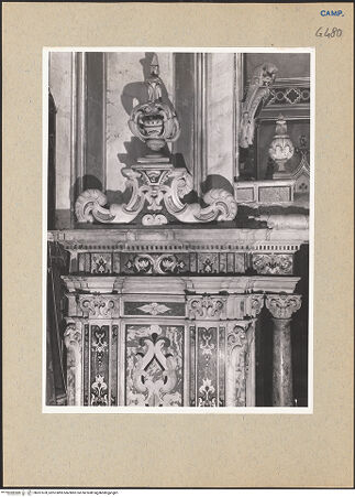 Vorderseite von Sopr. BAS NA [https://www.deutsche-digitale-bibliothek.de/content/lizenzen/rv-ez/] Presbyterium und Hauptaltar - Rechte Kathedra, Detail, bh201678_recto. Foto.