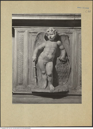 Vorderseite von Sopr. Mon. Laz. [https://www.deutsche-digitale-bibliothek.de/content/lizenzen/rv-ez/] Grabmal für Kardinal Giovanni Michiel und Bischof Antonio Orso - Sockel: Putto links, bh201861_recto. Foto.