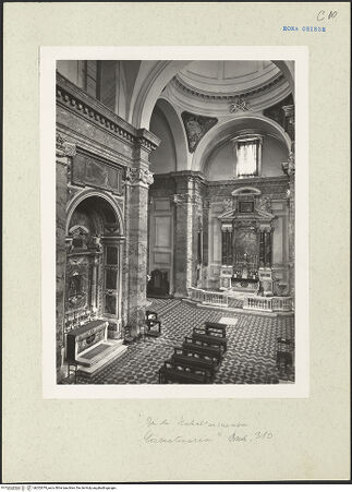 Vorderseite von Sopr. Mon. Laz. [https://www.deutsche-digitale-bibliothek.de/content/lizenzen/rv-ez/] Sant'Ambrogio della Massima - Langhaus, Vierung und Chor, bh202679_recto. Foto.