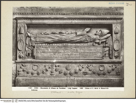 Vorderseite von Alinari [https://www.deutsche-digitale-bibliothek.de/content/lizenzen/rv-ez/] Grabmal des Bischofs Alfonso de Paradinas (+1485) - Gesamtaufnahme, bh202783_recto. Foto: Anderson, Domenico.