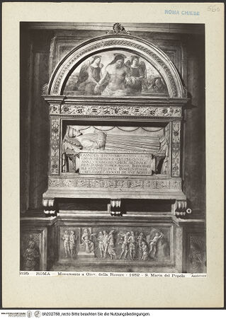 Vorderseite von Alinari [https://www.deutsche-digitale-bibliothek.de/content/lizenzen/rv-ez/] Grabmal des Giovanni Basso della Rovere (+1483) - Gesamtansicht, bh202788_recto. Foto.
