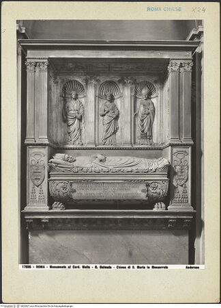 Vorderseite von Alinari [https://rightsstatements.org/page/CNE/1.0/] Grabmonument des Kardinals Juan de Melle (+1467) - Gesamtansicht, bh202827_recto. Foto.