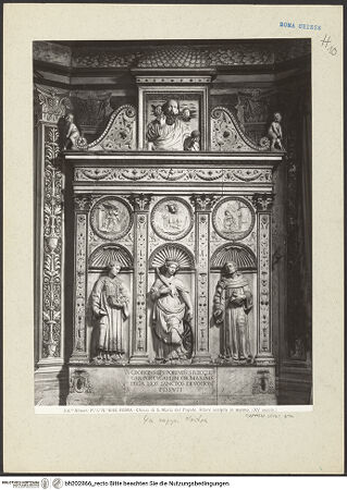 Vorderseite von Alinari [https://www.deutsche-digitale-bibliothek.de/content/lizenzen/rv-ez/] Altar mit der heiligen Katharina, den heiligen Antonius von Padua und Vincenz - , bh202866_recto. Foto.