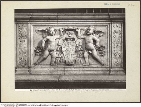 Vorderseite von Alinari [https://www.deutsche-digitale-bibliothek.de/content/lizenzen/rv-ez/] Balustrade mit dem Wappen des Domenico della Rovere - linke Balustrade, bh202891_recto. Foto.