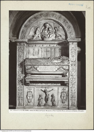 Vorderseite von Alinari [https://www.deutsche-digitale-bibliothek.de/content/lizenzen/rv-ez/] Grabmal des Erzbischofs von Salerno, Guglielmo Rocca (+1482) - Gesamtansicht, bh202897_recto. Foto.