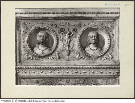 Vorderseite von Alinari [https://www.deutsche-digitale-bibliothek.de/content/lizenzen/rv-fz/] Doppelgrabmal der Schwestern Beatrice und Lavinia Ponzetti - Detail: Köpfe der Schwestern Beatrice und Lavinia Ponzetti, bh202900_recto. Foto.