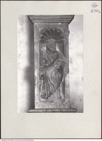 Vorderseite von Kühlenthal, Michael [https://www.deutsche-digitale-bibliothek.de/content/lizenzen/rv-ez/] Grabmal des Ruggiero Sanseverino (gest. 1433)Christi Himmelfahrt, Verkündigung, Apostel - Petrus, bh205280_recto. Foto: Kühlenthal, Michael.