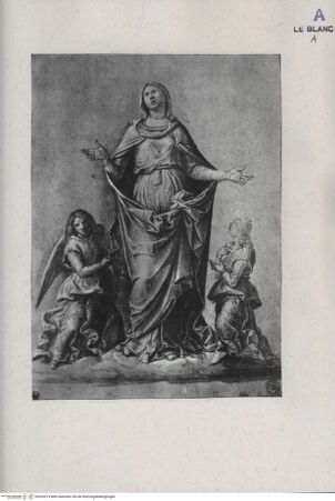 Vorderseite von  [http://creativecommons.org/publicdomain/mark/1.0/] Madonna mit zwei Engeln - , bh205519. Foto.