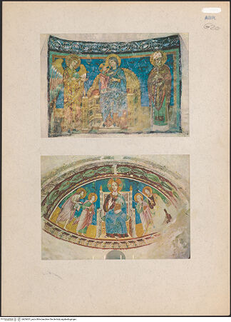 Vorderseite von unbekannt [https://www.deutsche-digitale-bibliothek.de/content/lizenzen/rv-fz/] Thronende Madonna zwischen dem Erzengel Michael und dem heiligen Nikolaus von Bari - Gesamtansicht (unten: Apsiskalotte der Hauptapsis), bh206351_recto. Foto.