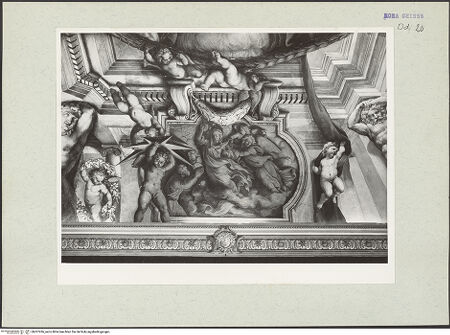 Vorderseite von unbekannt [https://www.deutsche-digitale-bibliothek.de/content/lizenzen/rv-ez/] Szenen aus der Vita des heiligen Filippo NeriDas Dachwunder beim Bau der Vallicella-Kirche - , bh207426_recto. Foto: Hutzel, Max.