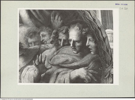 Vorderseite von unbekannt [https://www.deutsche-digitale-bibliothek.de/content/lizenzen/rv-ez/] Szenen aus der Vita des heiligen Filippo NeriHeilung des Filippo Neri durch eine Marienerscheinung im Jahr 1594 - Detail: Gruppe von Zeugen des Wunders, bh207431_recto. Foto: Hutzel, Max.