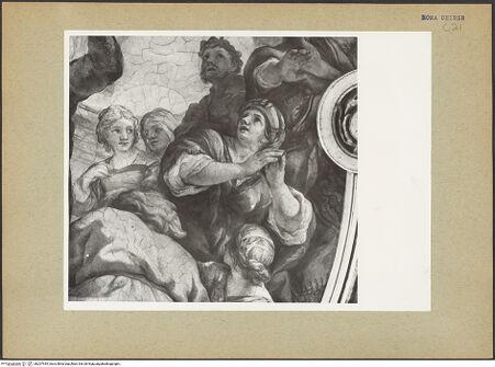 Vorderseite von unbekannt [https://www.deutsche-digitale-bibliothek.de/content/lizenzen/rv-ez/] Die Vision des heiligen Filippo Neri: Wunderbares Eingreifen der Jungfrau Maria in den Kirchenbau - Unterer Abschnitt, rechte Hälfte, Detail: Betende Frau, bh207445_recto. Foto: Hutzel, Max.