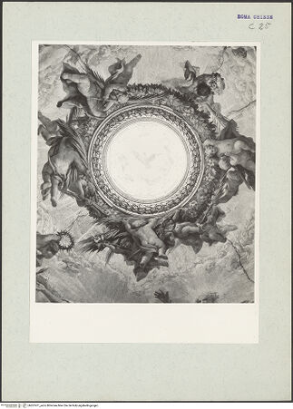 Vorderseite von unbekannt [https://www.deutsche-digitale-bibliothek.de/content/lizenzen/rv-ez/] Triumph der Trinität - Detail: Puttenreigen um Laternenöffnung und der Heilige Geist als Taube in der Laterne, bh207471_recto. Foto: Hutzel, Max.