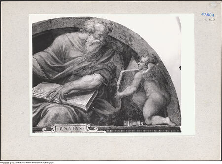 Vorderseite von unbekannt [https://www.deutsche-digitale-bibliothek.de/content/lizenzen/rv-fz/] Lünettenfresken mit Propheten und SibyllenDer Prophet Jesaja - Ausschnitt der rechten Hälfte, bh208791_recto. Foto: Hutzel, Max.