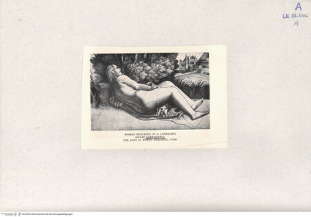 Vorderseite von unbekannt [http://creativecommons.org/publicdomain/mark/1.0/] Nackte liegende Frau (siehe auch anderer Zustand) - , bh209936. Foto.