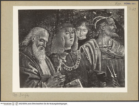 Vorderseite von Musei Vaticani [https://www.deutsche-digitale-bibliothek.de/content/lizenzen/rv-ez/] Wand- und Deckendekoration der Sala delle Scienze e delle Arti LiberaliPersonifikation der Arithmetik - Detail, bh210094_recto. Foto.