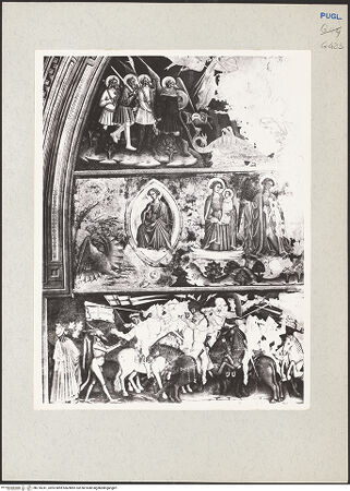 Vorderseite von Bibliotheca Hertziana [https://www.deutsche-digitale-bibliothek.de/content/lizenzen/rv-fz/] Zyklus der Apokalypse; HeiligenSüdwand: Apokalypse-Zyklus und Heiligen - Teilansicht (2.-4. Register), bh210241_recto. Foto: Rigamonti.