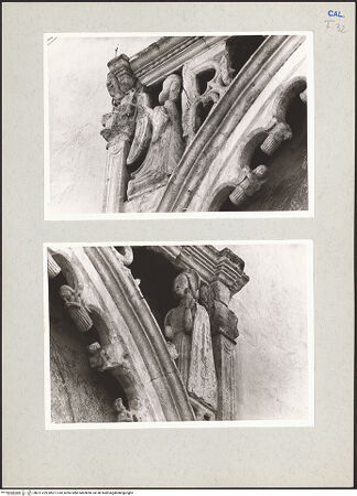 Vorderseite von Schäfer-Schuchardt [https://www.deutsche-digitale-bibliothek.de/content/lizenzen/rv-ez/] HauptportalVerkündigung der Geburt Christi - Linker Zwickel: Verkündigungsengel, bh211229_bh211230_recto. Foto: Schäfer-Schuchardt.