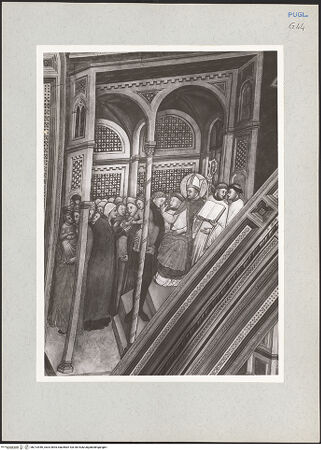 Vorderseite von Bibliotheca Hertziana [https://www.deutsche-digitale-bibliothek.de/content/lizenzen/rv-fz/] Zyklus der Sakramente und des Alten TestamentsGewölbe: die SakramenteSüdlicher Zwickel: die Taufe und die Firmung - Die Firmung, bh213446_recto. Foto: Rigamonti.