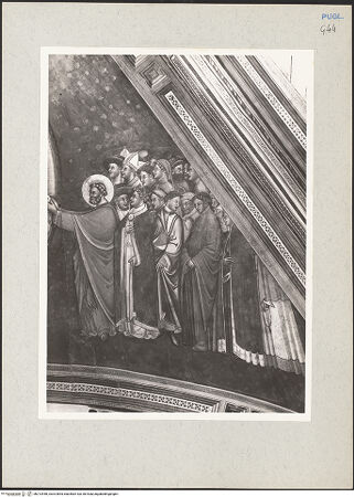 Vorderseite von Bibliotheca Hertziana [https://www.deutsche-digitale-bibliothek.de/content/lizenzen/rv-fz/] Zyklus der Sakramente und des Alten TestamentsGewölbe: die SakramenteOstlicher Zwickel: Triumph der Kirche - Der heilige Petrus mit der Kirchengemeinde, bh213448_recto. Foto: Rigamonti.