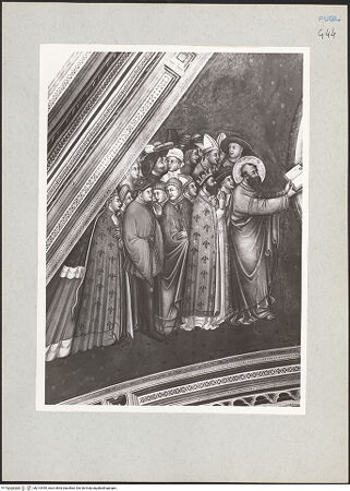 Vorderseite von Bibliotheca Hertziana [https://www.deutsche-digitale-bibliothek.de/content/lizenzen/rv-fz/] Zyklus der Sakramente und des Alten TestamentsGewölbe: die SakramenteOstlicher Zwickel: Triumph der Kirche - Der heilige Paulus mit der Kirchengemeinde, bh213449_recto. Foto: Rigamonti.