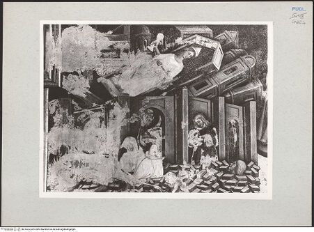 Vorderseite von Bibliotheca Hertziana [https://www.deutsche-digitale-bibliothek.de/content/lizenzen/rv-fz/] Zyklus der Apokalypse; HeiligenSüdwand: Apokalypse-Zyklus und HeiligenViertes Register: drei unreine Geister wie Frösche kommen aus dem Mund des falschen Propheten (16, 13); Die Könige der Erde, versammelt durch den falschen Propheten (16, 14); der Untergang Babylons und die Klage über den Fall Babylons (18, 2-3; 18, 9-19) - Der Untergang Babylons, Detail, bh213453_recto. Foto: Rigamonti.