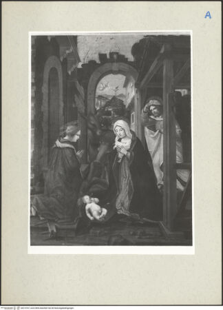 Vorderseite von ICCD [https://www.deutsche-digitale-bibliothek.de/content/lizenzen/rv-ez/] Bogendekoration mit Putten und Girlanden - Teilansicht mit Altarbild (nach Restaurierung), bh214767_recto. Foto.