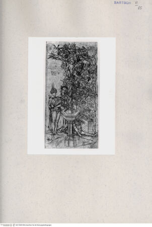 Vorderseite von  [http://creativecommons.org/publicdomain/mark/1.0/] Liebespaar und ein Narr am Brunnen - , bh215685. Foto.