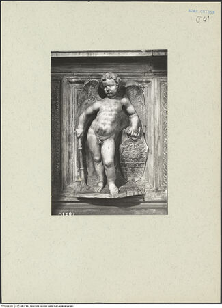 Vorderseite von ICCD [https://www.deutsche-digitale-bibliothek.de/content/lizenzen/rv-ez/] Grabmal für Kardinal Giovanni Michiel und Bischof Antonio Orso - Sockel: Putto links, bh217647_recto. Foto.