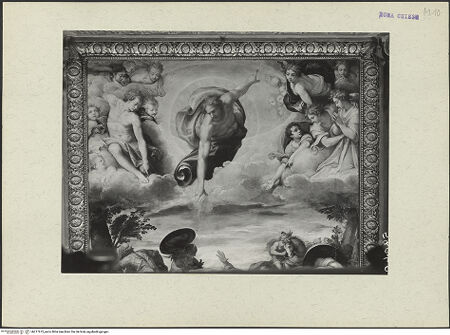 Vorderseite von ICCD [https://www.deutsche-digitale-bibliothek.de/content/lizenzen/rv-ez/] Die Bekehrung des Saulus zum Paulus - Detail: Oberer Abschnitt mit Christus und Engeln, bh217675_recto. Foto.